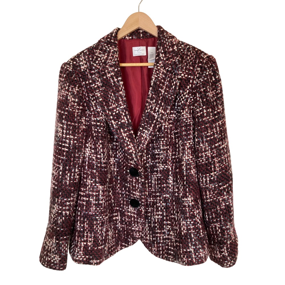 Emma James Woman Liz Claiborne Burgundy Multi Tweed Blazer Jacket 16W